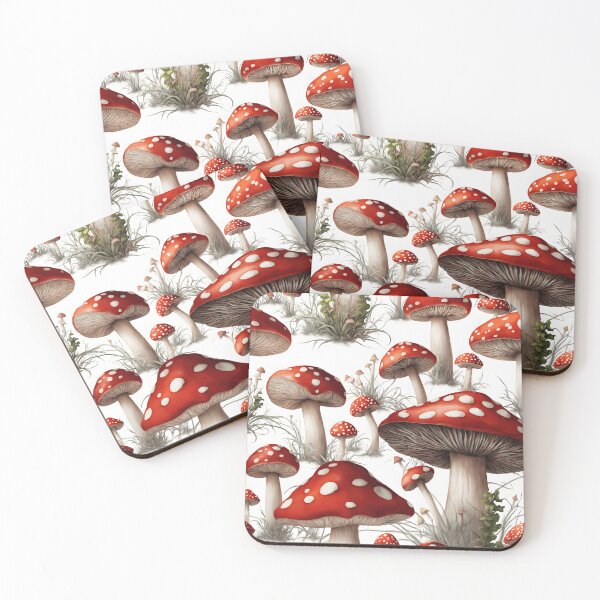 Item preview, Red toadstools with white dots - realistic graphics depicting mushrooms on the white background. designed and sold by My-fake-places.