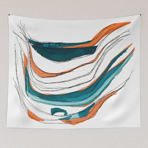 Item preview, Abstract string (Orange & blue / white background) designed and sold by MentaLee.