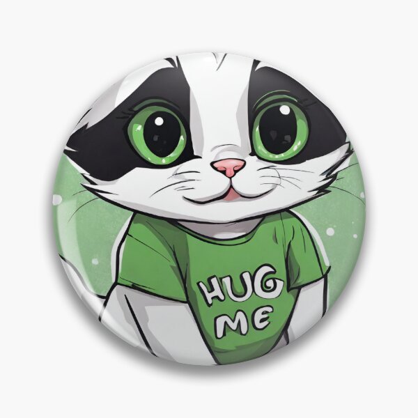 Item preview, "Hug Me" White Cat on Green Graphic designed and sold by BeautBoldBasic.