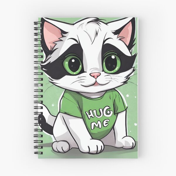 Item preview, "Hug Me" White Cat on Green Graphic designed and sold by BeautBoldBasic.