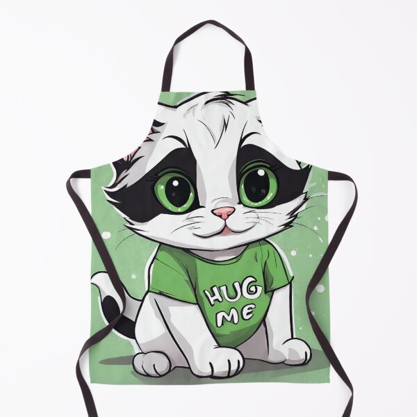 Item preview, "Hug Me" White Cat on Green Graphic designed and sold by BeautBoldBasic.