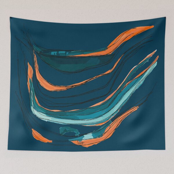 Item preview, Abstract string (Orange & blue / blue background) designed and sold by MentaLee.
