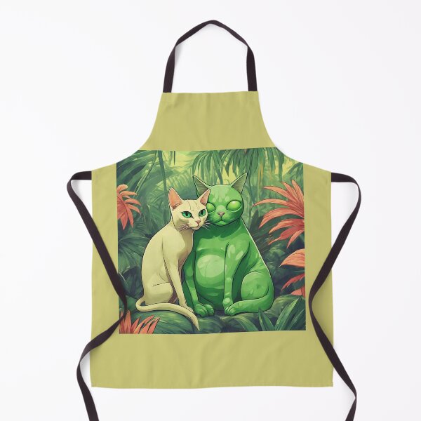 Item preview, a green alien cuddling a Burmese cat with tropical background. designed and sold by tileartwork.