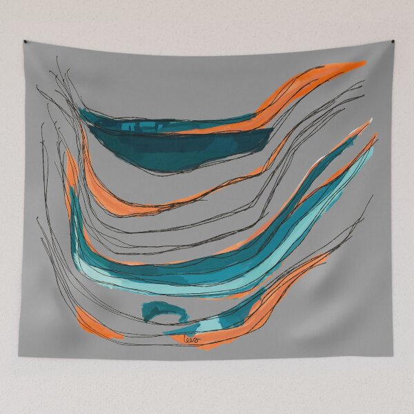 Item preview, Abstract string (Orange & blue / gray background) designed and sold by MentaLee.