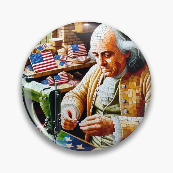 Item preview, Ben Franklin cosiendo banderas americanas designed and sold by NovosArt.