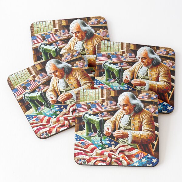 Item preview, Ben Franklin cosiendo banderas americanas designed and sold by NovosArt.