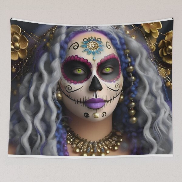 Item preview, La Catrina, sugar skull for Dia de Los Muertos designed and sold by Robyn C Michael.