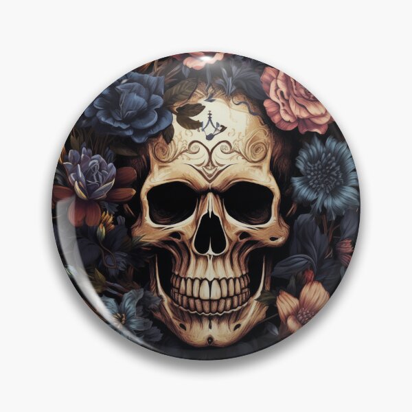 Item preview, SKULL ART WITH PURPLE FLOWERS & GOLDEN LEAVES designed and sold by narenz03.