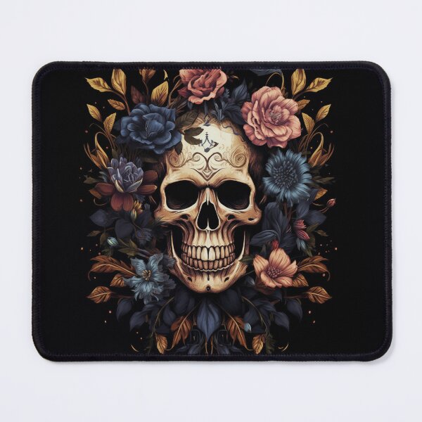 Item preview, SKULL ART WITH PURPLE FLOWERS & GOLDEN LEAVES designed and sold by narenz03.