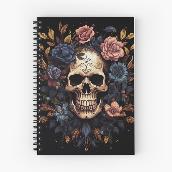 Item preview, SKULL ART WITH PURPLE FLOWERS & GOLDEN LEAVES designed and sold by narenz03.