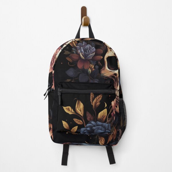 Item preview, SKULL ART WITH PURPLE FLOWERS & GOLDEN LEAVES designed and sold by narenz03.