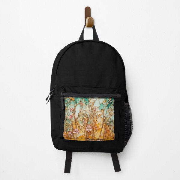 Item preview, Gold plating pink and orange 3D flowers - expressive botanical pattern. designed and sold by My-fake-places.