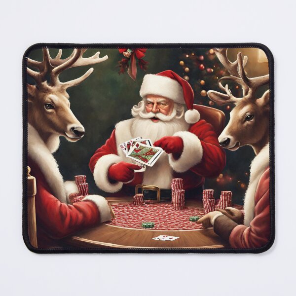 Item preview, Reindeer games Santa poker with the reindeer  designed and sold by SeeingBeyond.