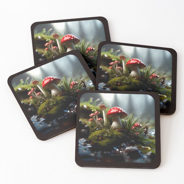 Item preview, Red toadstools with white dots - realistic graphics depicting mushrooms in the forest. designed and sold by My-fake-places.