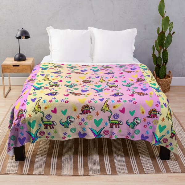 Item preview, Sugar Skull Dinos bright and colourful floral pattern pink designed and sold by Fr0mtheMachine.
