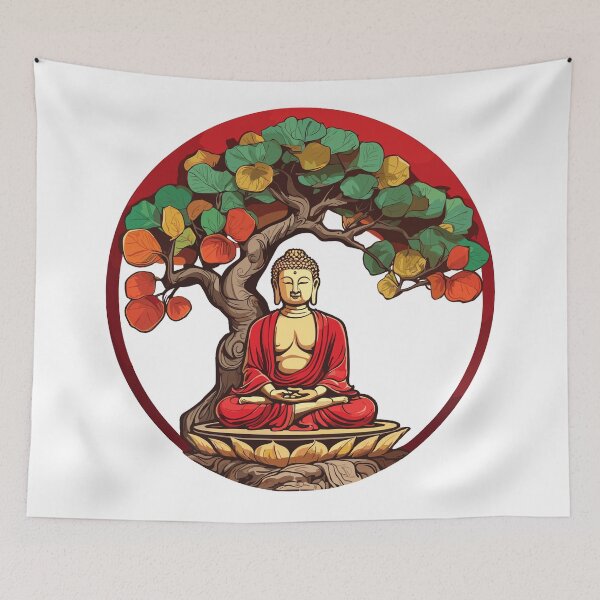 Item preview, Buddha Under Reggae Colored Bodhi Tree designed and sold by reggaeartgifts.