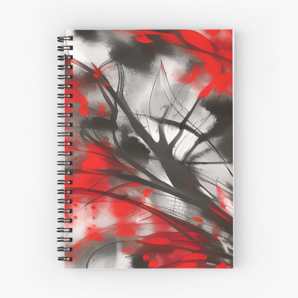 Item preview, Red Black White Scene Tree Branches and Christmas Red Leaves designed and sold by deniselynnimage.