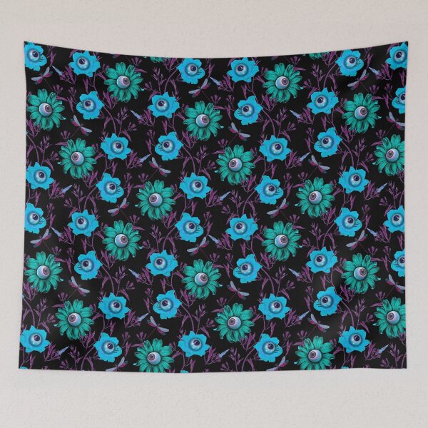 Item preview, Haunted flowers ,Haunted ,midnight garden ,Ghost ,dragonfly  ,black ,eyes  ,flowers  ,botanical  ,autumn ,dark ,Halloween, spooky ,happy Halloween, scary ,forest  designed and sold by letsgow8th.
