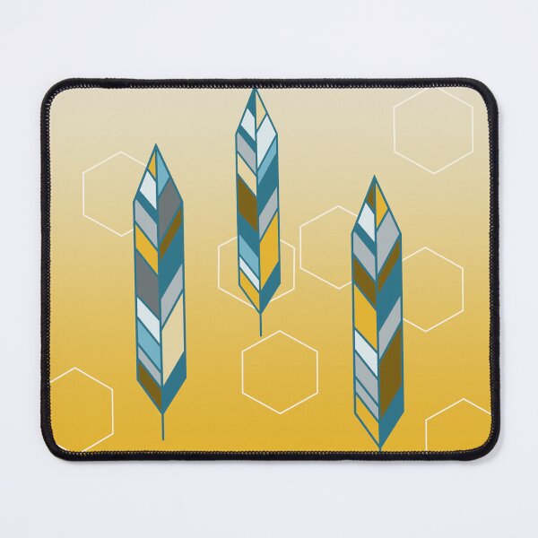 Item preview, Yellow hexagon and feather design designed and sold by NicoleFehrArt.