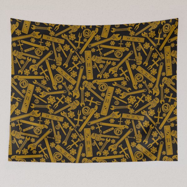 Item preview, Plumbing Tools Gold on Black Background designed and sold by TheTradesStore.