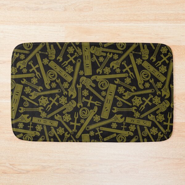 Item preview, Plumbing Tools Exclusive Pattern in Army Green on Black Background designed and sold by TheTradesStore.