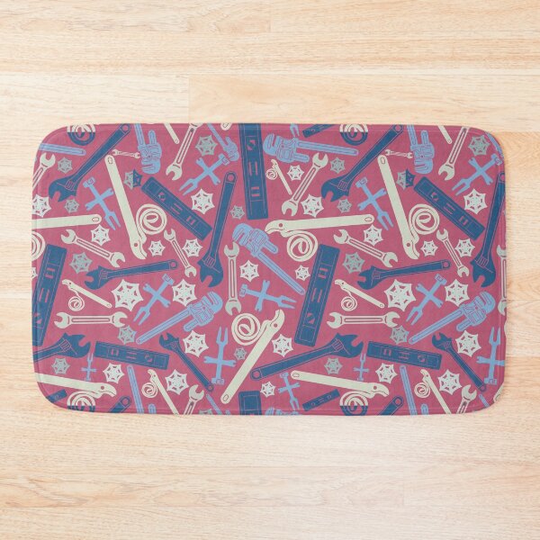 Item preview, Plumbing Tools Themed Pattern in Pastel Blues Pinks and Cream designed and sold by TheTradesStore.