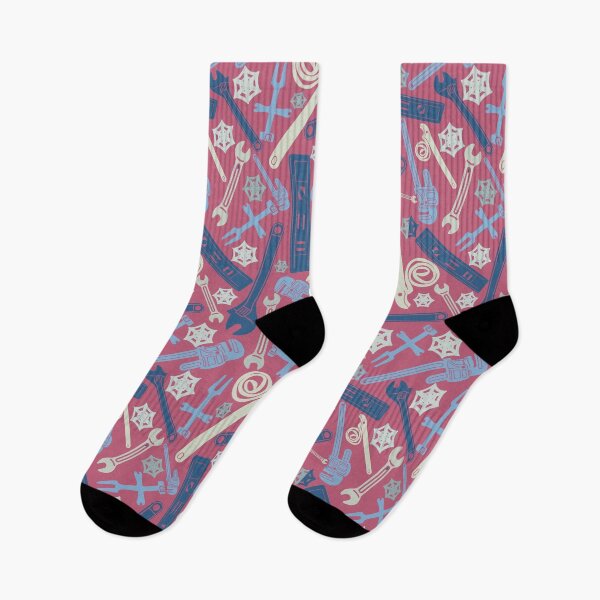 Item preview, Plumbing Tools Themed Pattern in Pastel Blues Pinks and Cream designed and sold by TheTradesStore.
