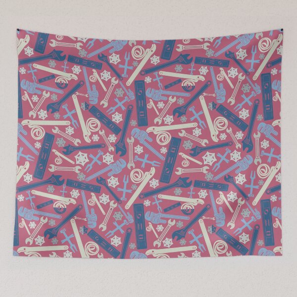 Item preview, Plumbing Tools Themed Pattern in Pastel Blues Pinks and Cream designed and sold by TheTradesStore.