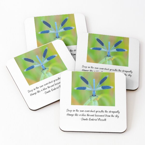 Item preview, Dragonfly inspirational quote Dante Rossetti blue insect image designed and sold by celestwoo.
