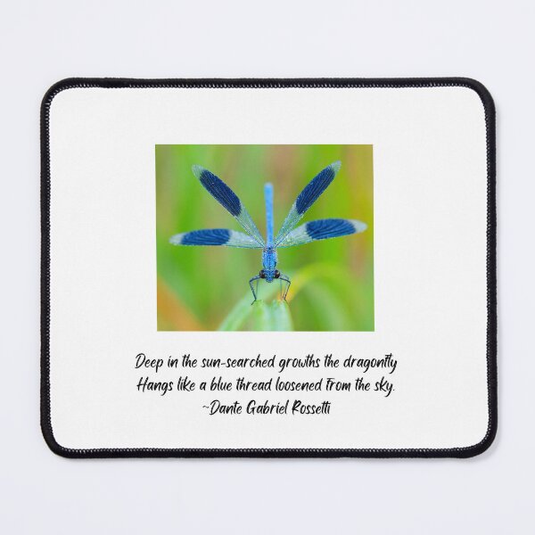 Item preview, Dragonfly inspirational quote Dante Rossetti blue insect image designed and sold by celestwoo.