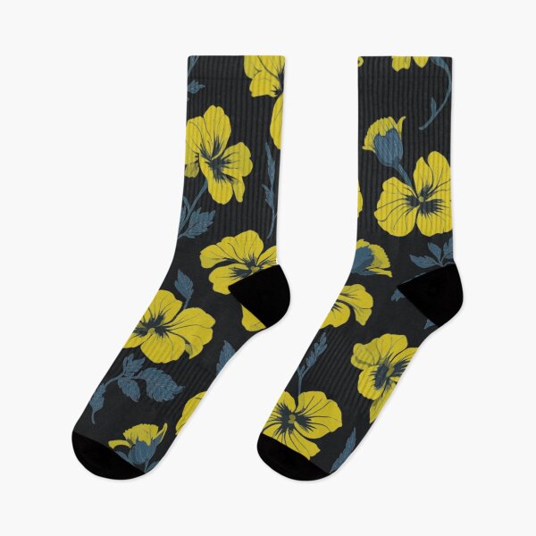 Item preview, Yellow Pansy Flower and Leaves Pattern on Black  designed and sold by GraphicsClub.