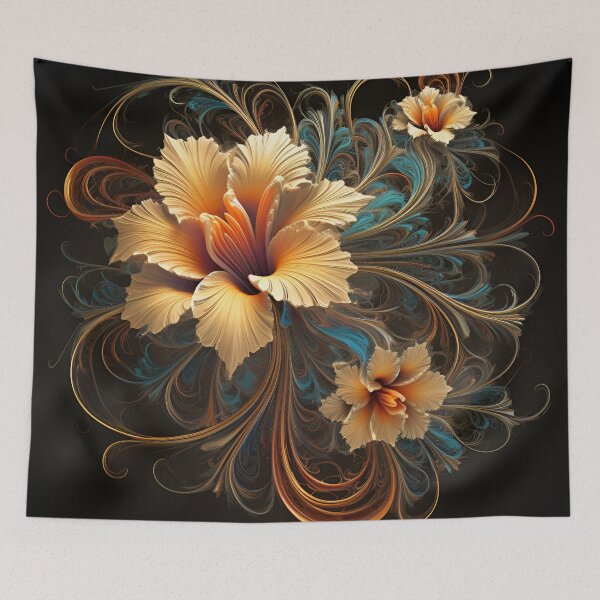 Item preview, Colorful fractal floral arrangement digital print designed and sold by dcrc.