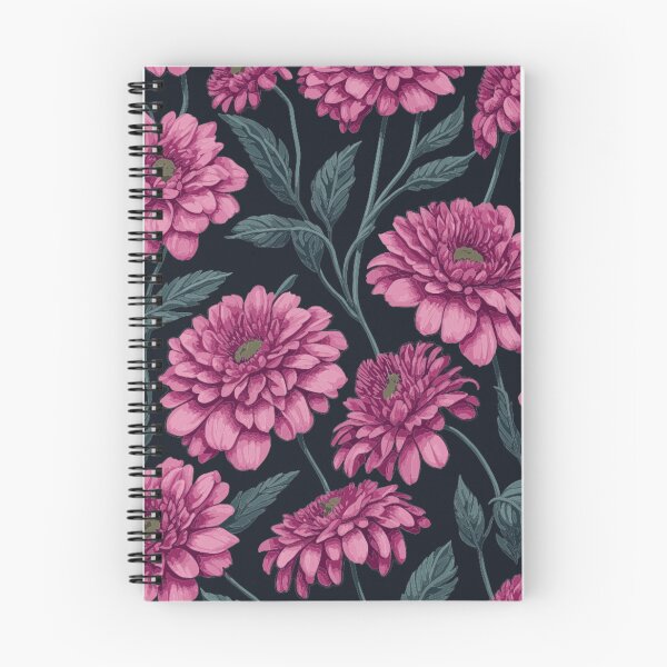 Item preview, Pink Zinnia Flower and Leaves Pattern on Black  designed and sold by GraphicsClub.