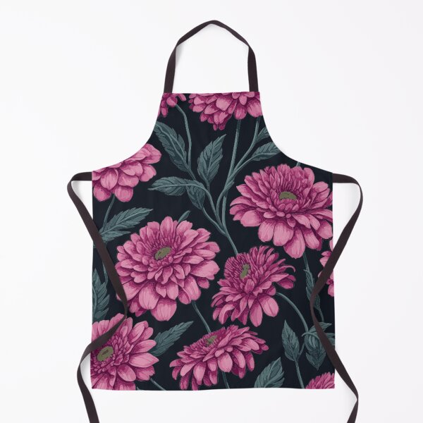 Item preview, Pink Zinnia Flower and Leaves Pattern on Black designed and sold by GraphicsClub.