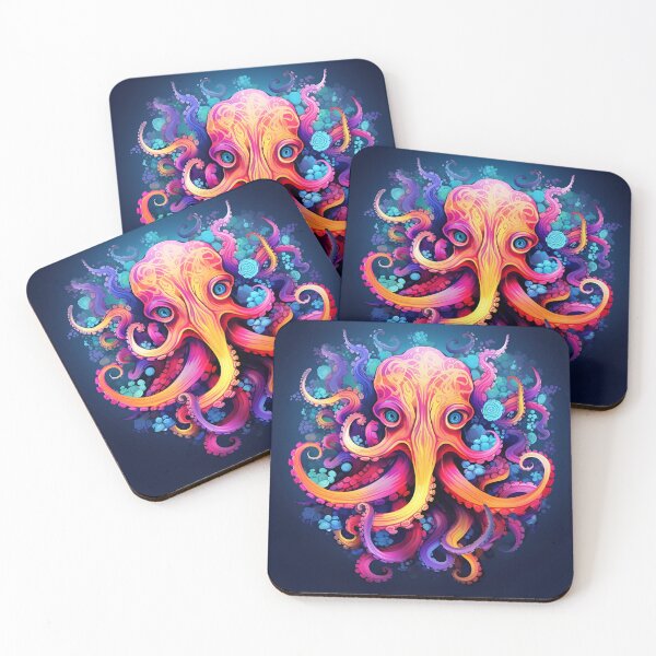 Item preview, colorful floral octopus art print designed and sold by dcrc.
