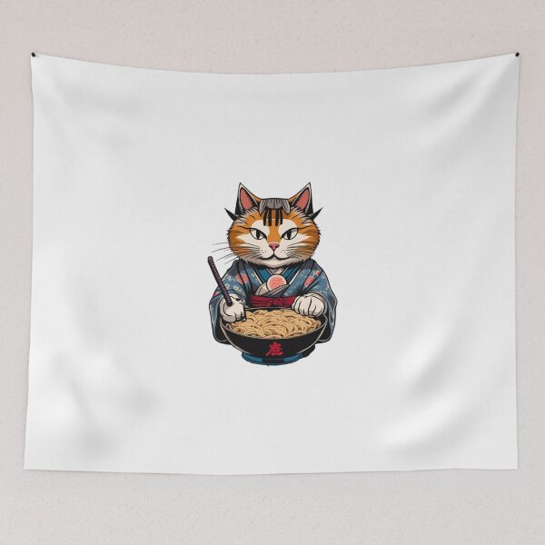 Item preview, orange cat with ramen designed and sold by KorArtStudio.