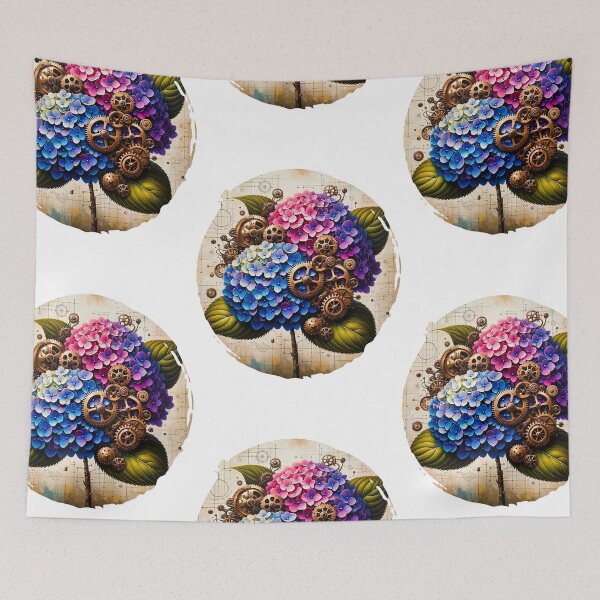 Item preview, Steampunk Hydrangea Art Oval designed and sold by NovosArt.
