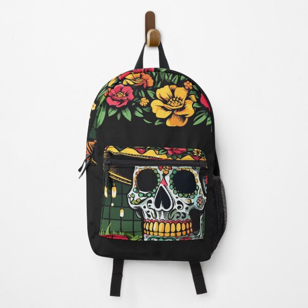 Item preview, Mexican skull with a charro hat and a bouquet of marigold flowers. designed and sold by yensyriv.