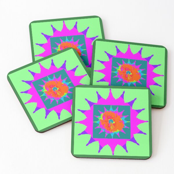 Item preview, Whimsical neon Green Orange flower design by Iritof designed and sold by iritof.