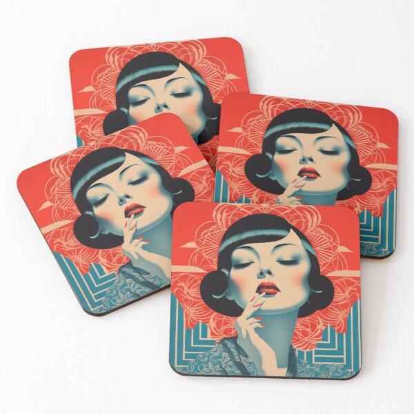 Item preview, Shanghai Smoking Girl Red Turquoise 1 designed and sold by Meeheemaha.