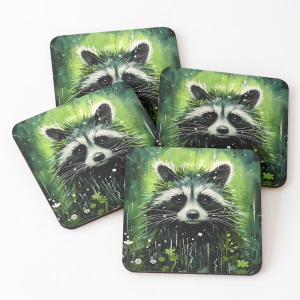 Item preview, Emerald Dream: Striking Raccoon in a Speedpainting Fantasy designed and sold by EnchantArtCo.