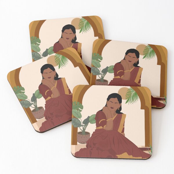 Item preview,   Indian Women In half Saree Art designed and sold by ThePurplePrints.