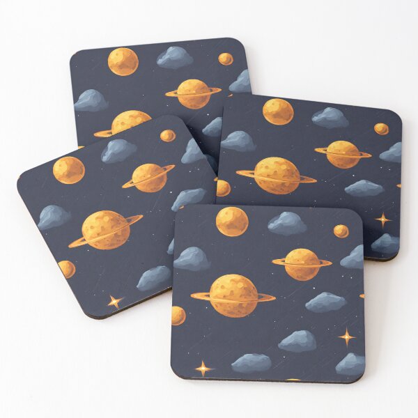 Item preview, seamless pattern of colorful planets and stars on a black background designed and sold by 2R2iShop.