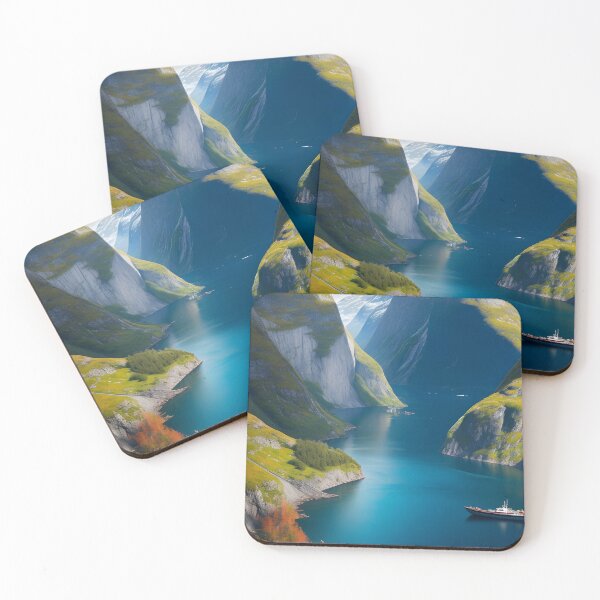 Item preview, Majestic Geirangerfjord: Captivating Illustration of Norwegian Beauty designed and sold by Ceemko's Vintage Corner.