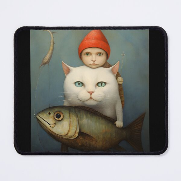 Item preview, Boy, Cat and fish designed and sold by ArtWearSplash.