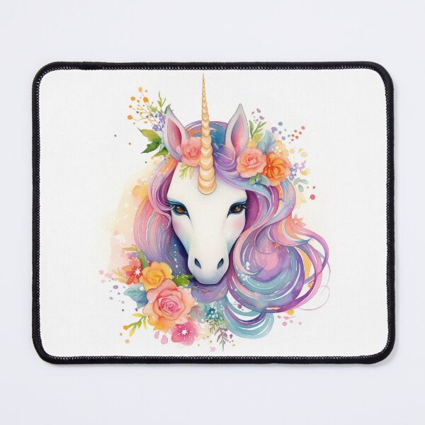 Item preview, Unicorn surrounded by watercolor flowers designed and sold by szpoposz.