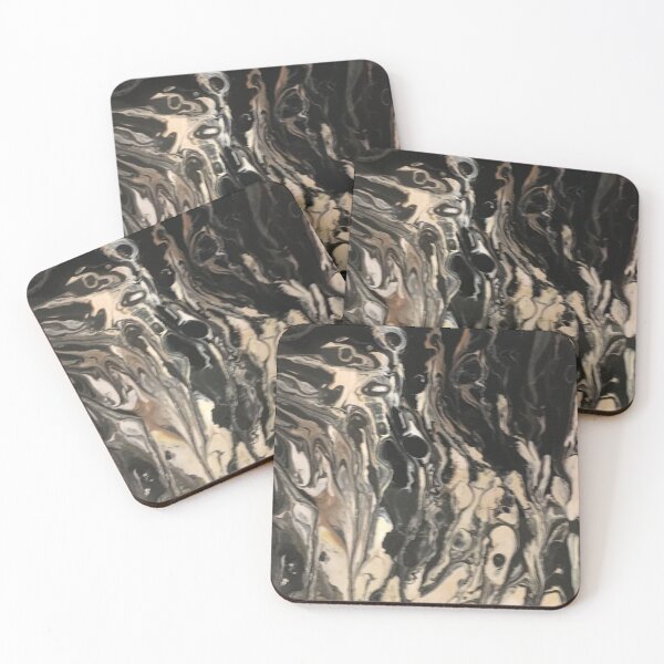Item preview, Black and Cream Abstract Pour designed and sold by Onelamb.