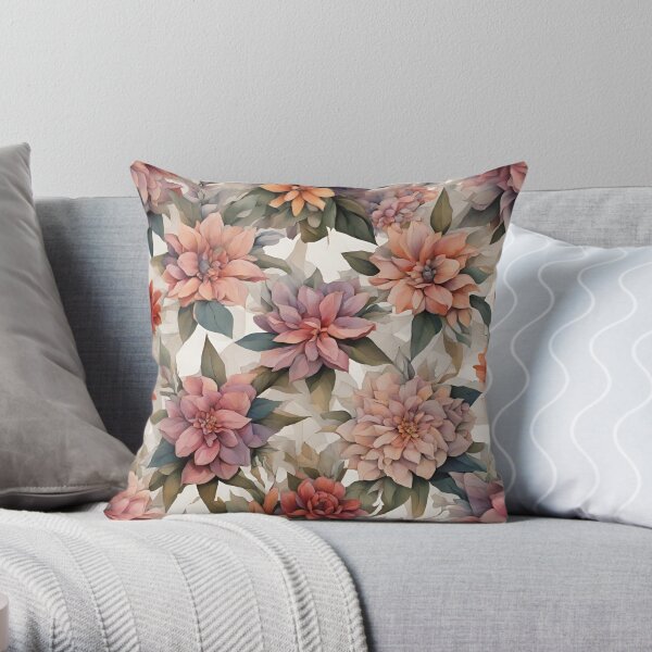 Floral Cubic Art Throw Pillow