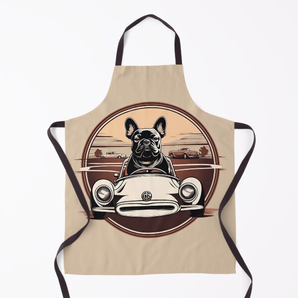 Item preview, French Bulldog Driving a Sports Racing Car Vintage Logo designed and sold by Ameiva-Apparel.