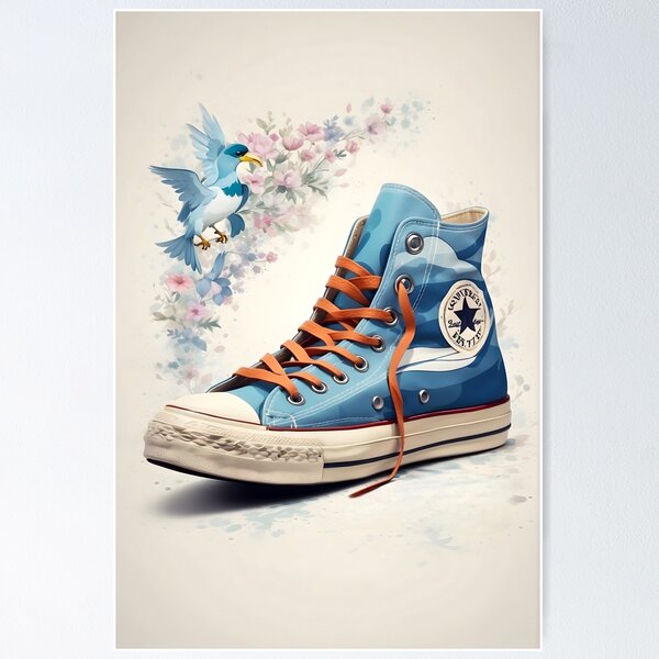 Artikel-Vorschau von Retro Converse Sneakers Illustration: Vintage Kicks Art, designt und verkauft von Ceemko's Vintage Corner.